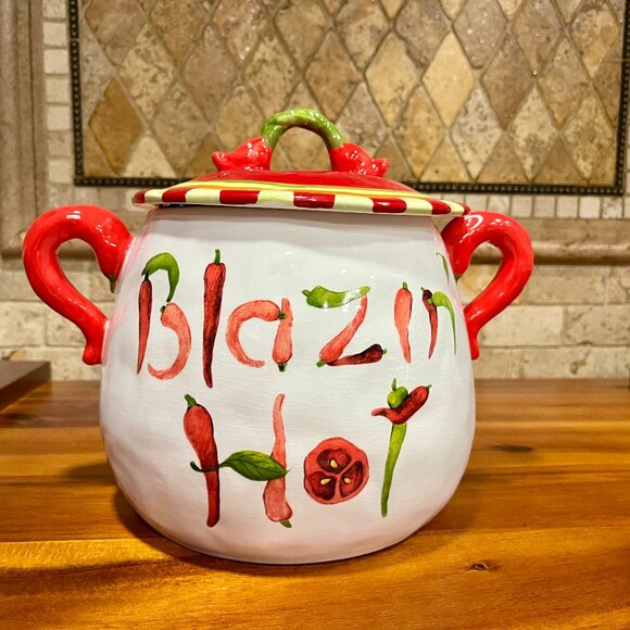 CRACKER BARREL "SWEET AND SAVORY" WINGET COOKIE JAR CHILI PEPPER BLAZIN … - Picture 2 of 5